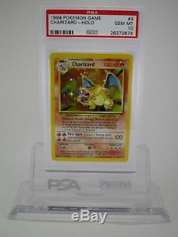 Psa 10 Gemme Mint Charizard Base Set Holo Rare Illimité Carte Pokémon 4/102 B41