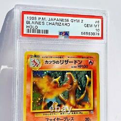Psa 10 Mint Blaines Charizard Gym Japonais 006 Holo Rare Pokemon Card