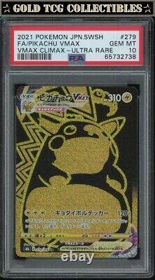 Psa 10? Pokemon Pikachu Vmax 279 Climax Or Ultra Rare Carte Pleine Art Gradée