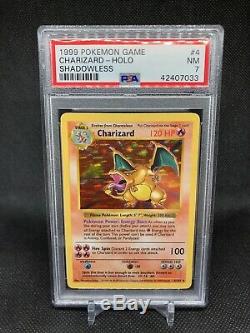 Psa 7 Carte Pokemon Sans Ombre Charizard Holo Rare 4/102 Wotc 1999