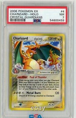 Psa 7 Près De La Menthe Charizard 4/100 (ex Crystal Guardians) Holo Rare Pokemon Card