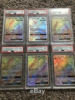 Psa 9/10 Hyper Rare Lot De Cartes Pokémon Rayquaza Gx Tapu Lele Gx