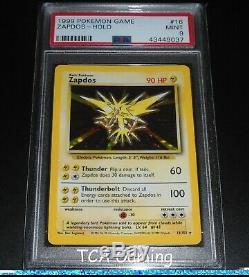 Psa 9 Mint Zapdos 16/102 Base Set Holo Rare Carte Pokemon