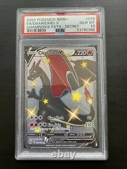 Psa10 Pokemon Champion’s Path Secret Rare Shiny Charizard V Card 79/73 Mint