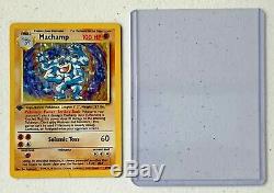 Rare! 1999 Machamp 1ère Édition 8/102 Carte Pokémon De Base Assistants Holo Etape 2