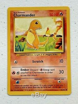 Rare! 1999 Originale Charmander Carte Pokemon 46/102 Wizards Cas Old Vintage