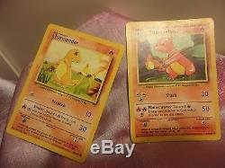 Rare Charmeleon Pokemon Card 24/102 & Charmander 46/102 Carte 1ère Édition
