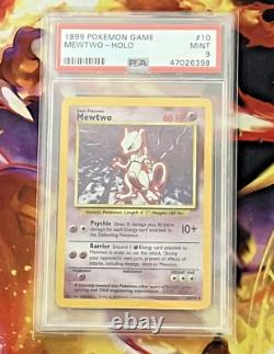 Set de base 1999 #10 Mewtwo Holo Rare Carte Pokemon TCG PSA 9 Menthe