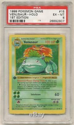 Venusaur 15/102 Psa Ex-mt 6 Holo Rare 1ère Édition De Base Carte Pokemon 3q6